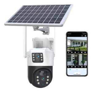 Cámara Solar WiFi 2 Lentes 4K Visión 360°